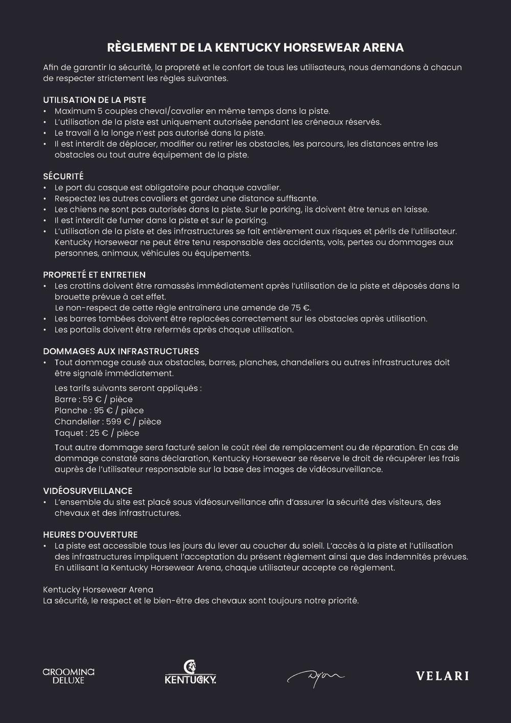 Règlement de l’Arena